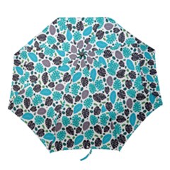 Leaves Monstera Pattern Nature Blue Purple Mauve Flora Folding Umbrellas