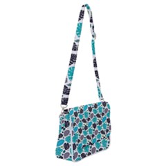 Leaves Monstera Pattern Nature Blue Purple Mauve Flora Shoulder Bag With Back Zipper