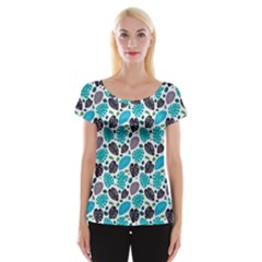 Leaves Monstera Pattern Nature Blue Purple Mauve Flora Cap Sleeve Top