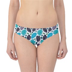 Leaves Monstera Pattern Nature Blue Purple Mauve Flora Hipster Bikini Bottoms