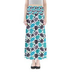 Leaves Monstera Pattern Nature Blue Purple Mauve Flora Full Length Maxi Skirt