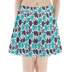 Leaves Monstera Pattern Nature Blue Purple Mauve Flora Pleated Mini Skirt