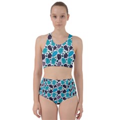 Leaves Monstera Pattern Nature Blue Purple Mauve Flora Racer Back Bikini Set