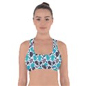 Leaves Monstera Pattern Nature Blue Purple Mauve Flora Cross Back Sports Bra View1