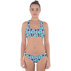 Leaves Monstera Pattern Nature Blue Purple Mauve Flora Cross Back Hipster Bikini Set