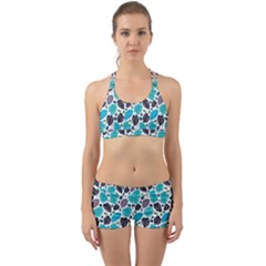 Leaves Monstera Pattern Nature Blue Purple Mauve Flora Back Web Gym Set