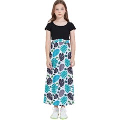 Leaves Monstera Pattern Nature Blue Purple Mauve Flora Kids  Flared Maxi Skirt