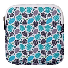 Leaves Monstera Pattern Nature Blue Purple Mauve Flora Mini Square Pouch by Maspions