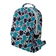 Leaves Monstera Pattern Nature Blue Purple Mauve Flora Flap Pocket Backpack (large) by Maspions