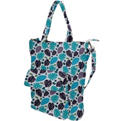 Leaves Monstera Pattern Nature Blue Purple Mauve Flora Shoulder Tote Bag