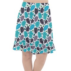 Leaves Monstera Pattern Nature Blue Purple Mauve Flora Fishtail Chiffon Skirt