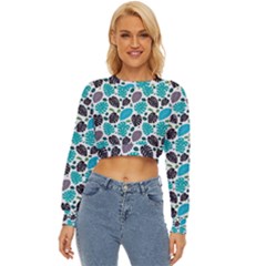 Leaves Monstera Pattern Nature Blue Purple Mauve Flora Lightweight Long Sleeve Sweatshirt by Maspions