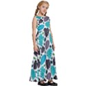 Leaves Monstera Pattern Nature Blue Purple Mauve Flora Kids  Satin Sleeveless Maxi Dress View3