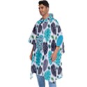 Leaves Monstera Pattern Nature Blue Purple Mauve Flora Men s Hooded Rain Ponchos View2