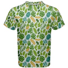 Leaves Tropical Background Pattern Green Botanical Texture Nature Foliage Men s Cotton T-shirt