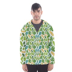 Leaves Tropical Background Pattern Green Botanical Texture Nature Foliage Men s Hooded Windbreaker