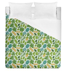 Leaves Tropical Background Pattern Green Botanical Texture Nature Foliage Duvet Cover (queen Size)