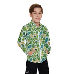 Leaves Tropical Background Pattern Green Botanical Texture Nature Foliage Kids  Windbreaker