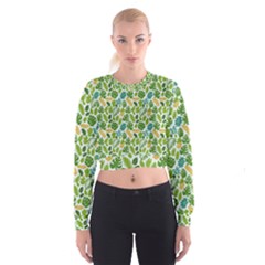 Leaves Tropical Background Pattern Green Botanical Texture Nature Foliage Cropped Sweatshirt