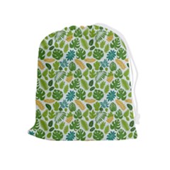 Leaves Tropical Background Pattern Green Botanical Texture Nature Foliage Drawstring Pouch (xl)