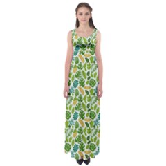 Leaves Tropical Background Pattern Green Botanical Texture Nature Foliage Empire Waist Maxi Dress