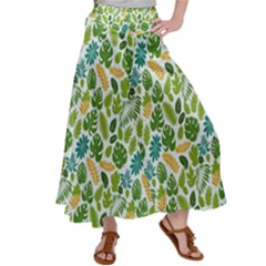 Leaves Tropical Background Pattern Green Botanical Texture Nature Foliage Women s Satin Palazzo Pants