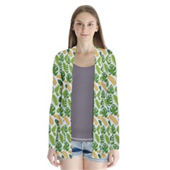 Leaves Tropical Background Pattern Green Botanical Texture Nature Foliage Drape Collar Cardigan