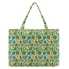 Leaves Tropical Background Pattern Green Botanical Texture Nature Foliage Zipper Medium Tote Bag