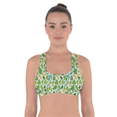 Leaves Tropical Background Pattern Green Botanical Texture Nature Foliage Cross Back Sports Bra