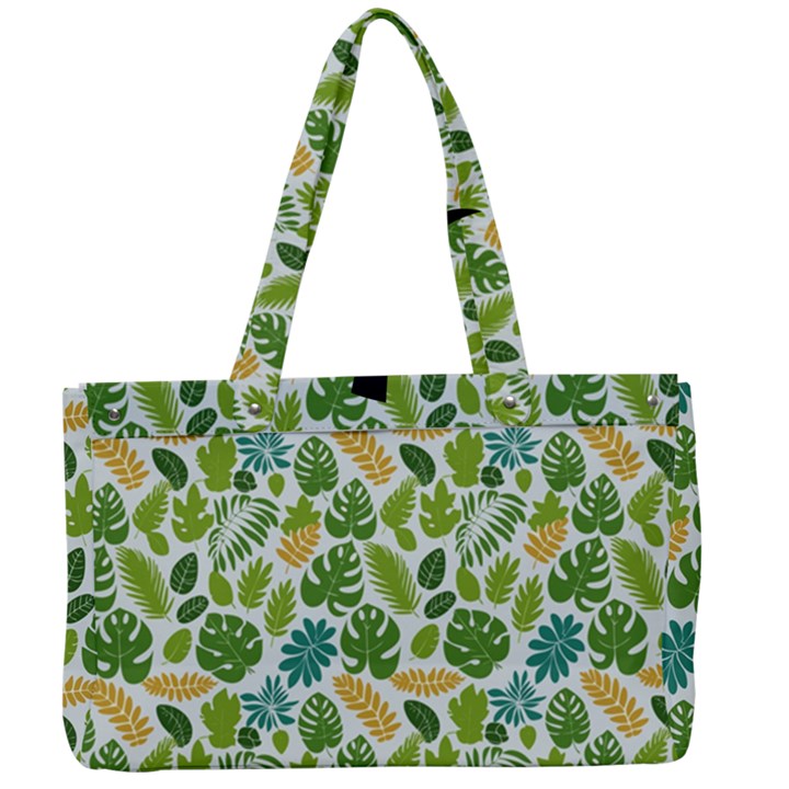 Leaves Tropical Background Pattern Green Botanical Texture Nature Foliage Canvas Work Bag