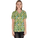 Leaves Tropical Background Pattern Green Botanical Texture Nature Foliage Women s V-Neck Scrub Top View1