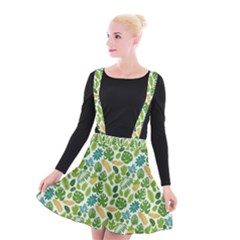 Leaves Tropical Background Pattern Green Botanical Texture Nature Foliage Suspender Skater Skirt