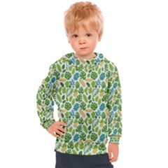 Leaves Tropical Background Pattern Green Botanical Texture Nature Foliage Kids  Hooded Pullover