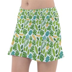 Leaves Tropical Background Pattern Green Botanical Texture Nature Foliage Classic Tennis Skirt by Maspions