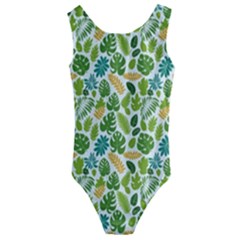 Leaves Tropical Background Pattern Green Botanical Texture Nature Foliage Kids  Cut-out Back One Piece Swimsuit