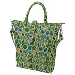 Leaves Tropical Background Pattern Green Botanical Texture Nature Foliage Buckle Top Tote Bag