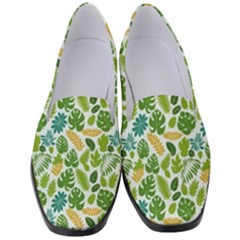 Leaves Tropical Background Pattern Green Botanical Texture Nature Foliage Women s Classic Loafer Heels