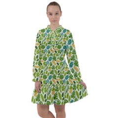 Leaves Tropical Background Pattern Green Botanical Texture Nature Foliage All Frills Chiffon Dress