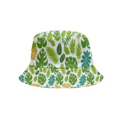 Leaves Tropical Background Pattern Green Botanical Texture Nature Foliage Bucket Hat (kids) by Maspions