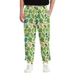 Leaves Tropical Background Pattern Green Botanical Texture Nature Foliage Men s Elastic Waist Pants