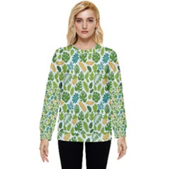 Leaves Tropical Background Pattern Green Botanical Texture Nature Foliage Hidden Pocket Sweatshirt by Maspions