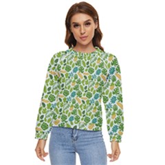 Leaves Tropical Background Pattern Green Botanical Texture Nature Foliage Women s Long Sleeve Raglan T-shirt