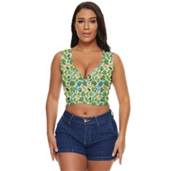 Leaves Tropical Background Pattern Green Botanical Texture Nature Foliage Women s Sleeveless Wrap Top