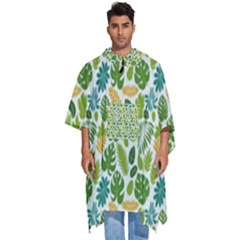 Leaves Tropical Background Pattern Green Botanical Texture Nature Foliage Men s Hooded Rain Ponchos by Maspions