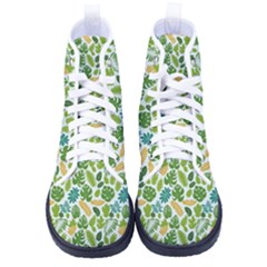 Leaves Tropical Background Pattern Green Botanical Texture Nature Foliage Men s High-top Canvas Sneakers