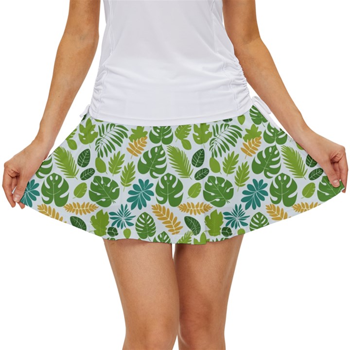 Leaves Tropical Background Pattern Green Botanical Texture Nature Foliage Women s Skort