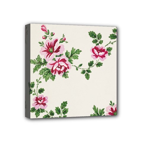 Vintage Flower Art Artwork Blooming Blossom Botanical Botany Nature Floral Pattern Mini Canvas 4  X 4  (stretched)