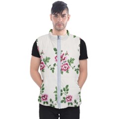 Vintage Flower Art Artwork Blooming Blossom Botanical Botany Nature Floral Pattern Men s Puffer Vest