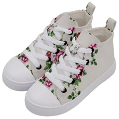 Vintage Flower Art Artwork Blooming Blossom Botanical Botany Nature Floral Pattern Kids  Mid-top Canvas Sneakers