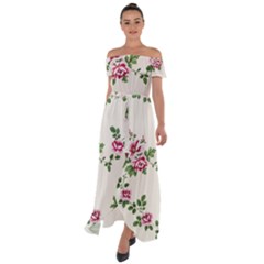 Vintage Flower Art Artwork Blooming Blossom Botanical Botany Nature Floral Pattern Off Shoulder Open Front Chiffon Dress